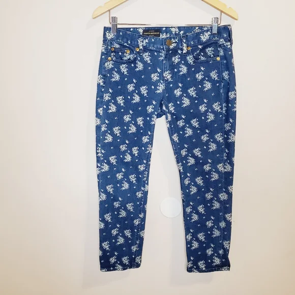 J. Crew Indigo Floral Cropped Matchstick jeans - Picture 3 of 10